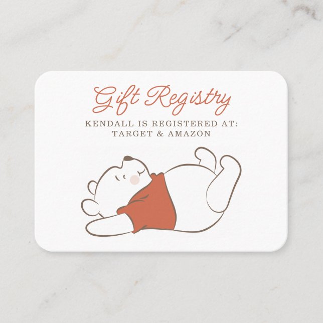 Winnie The Pooh Over the Moon Gift Registry Place Card (Front)