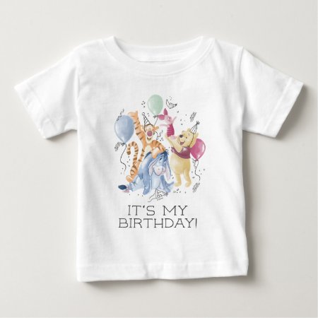 Winnie The Pooh & Pals | Balloon- It's My Birthday Baby T-shir