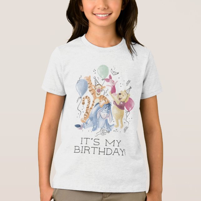 Winnie the Pooh & Pals | Balloon- It's My Birthday Tri-Blend Shirt (Front)