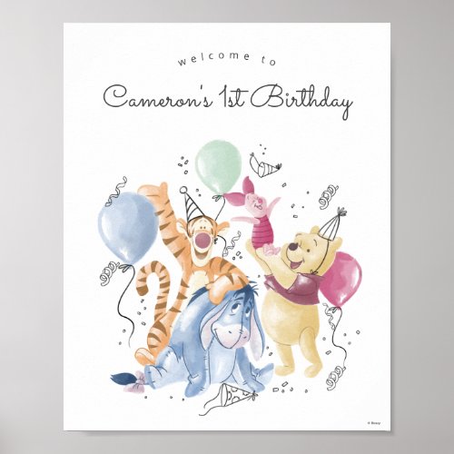 Winnie the Pooh  Pals _ Balloons Birthday Welcome Poster
