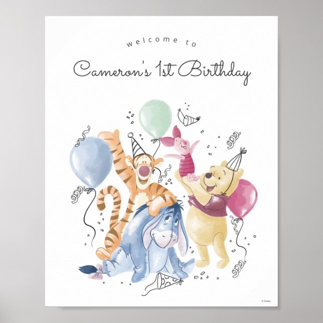 Winnie the Pooh & Pals - Balloons Birthday Welcome Poster (Front)