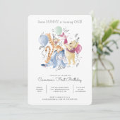 Winnie the Pooh & Pals - Balloons First Birthday Invitation (Standing Front)