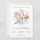 Winnie the Pooh & Pals - Balloons First Birthday Invitation (Front)