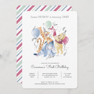 10 X PERSONALISED WINNIE THE POOH BOYS CHILDREN'S BIRTHDAY PARTY INVITATIONS 