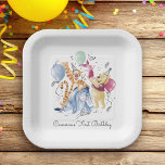 Winnie the Pooh & Pals - Balloons First Birthday Paper Plates<br><div class="desc">Celebrate your child's Winnie the Pooh themed 1st Birthday with these sweet party plates. Personalize by adding your child's name or custom text!</div>