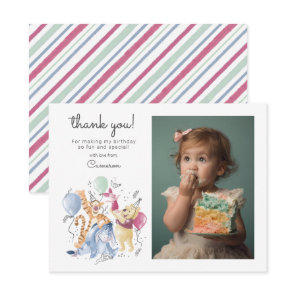 Winnie the Pooh & Pals - Balloons First Birthday Thank You Card