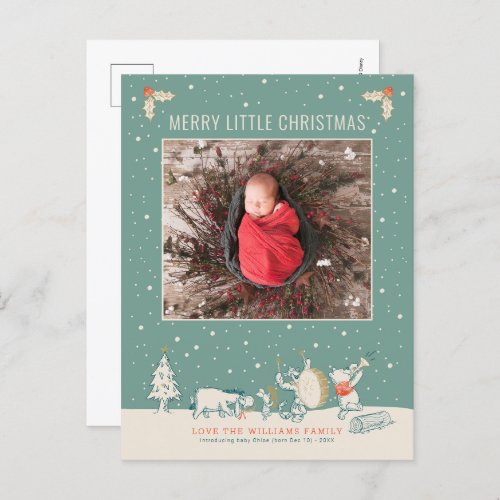 Winnie the Pooh  Pals  New Baby Christmas Holiday Postcard