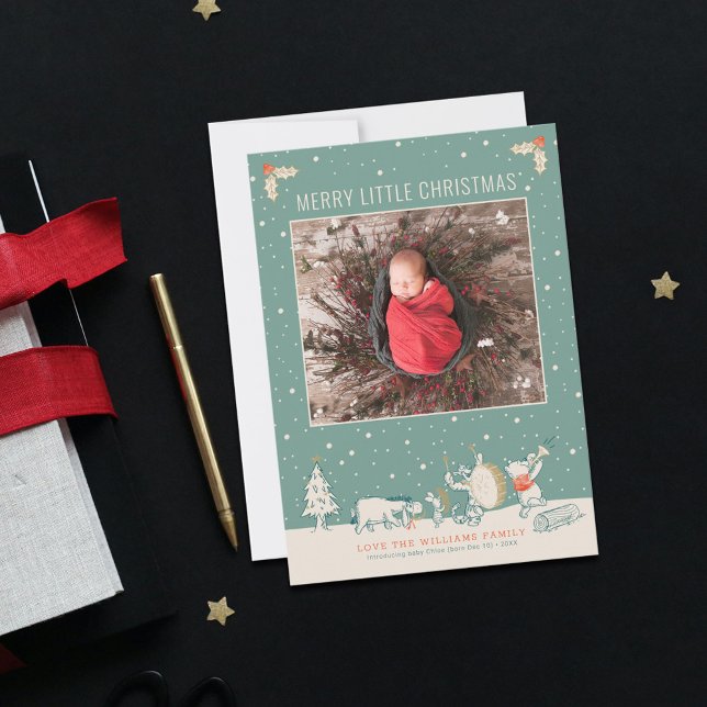 Winnie the Pooh & Pals | New Baby Christmas Invitation (Invitation on table)