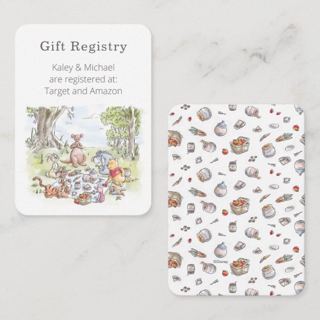 Winnie the Pooh & Pals Picnic Gift Registry Enclosure Card (Front/Back)
