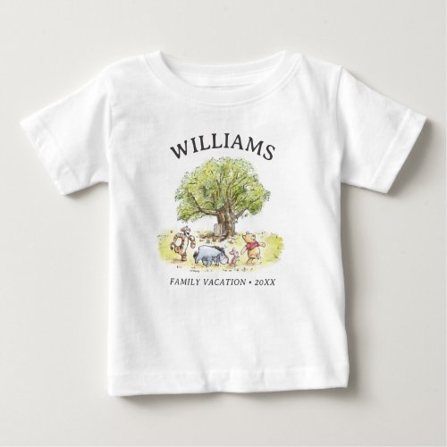 Winnie the Pooh  Pals Watercolor Family Vacation Baby T_Shirt