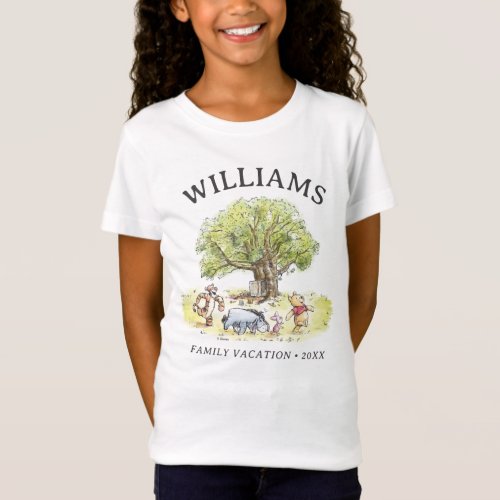 Winnie the Pooh  Pals Watercolor Family Vacation T_Shirt