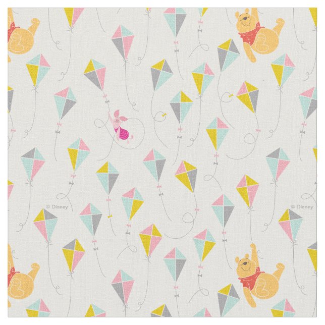 Winnie the Pooh | Pastel Kite Pattern Fabric (Close Up)