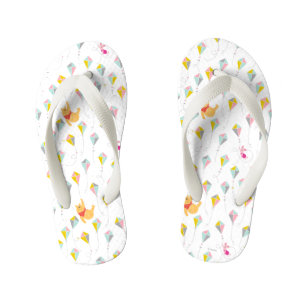 Winnie the Pooh Pastel Kite Pattern Kid's Flip Flops