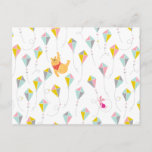 Winnie the Pooh | Pastel Kite Pattern Postcard