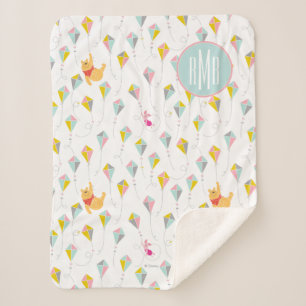 Winnie the Pooh   Pastel Kite Pattern Sherpa Blanket
