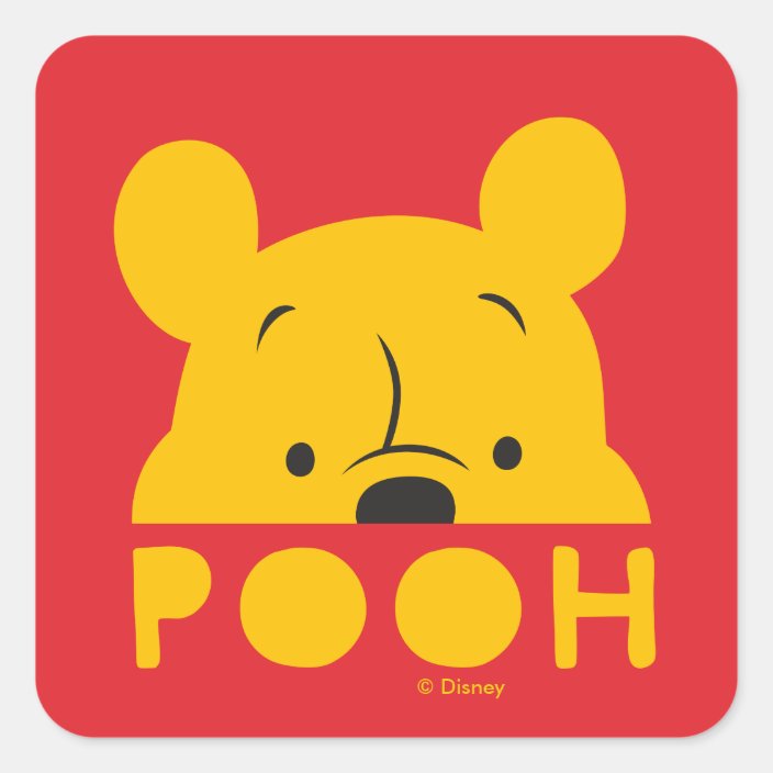 Winnie the Pooh | Peek-a-Boo Pooh Square Sticker | Zazzle.com