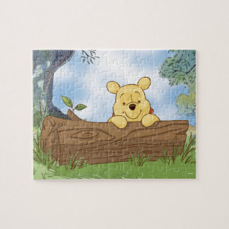 Winnie the Pooh Peeking Over Log Jigsaw Puzzle
