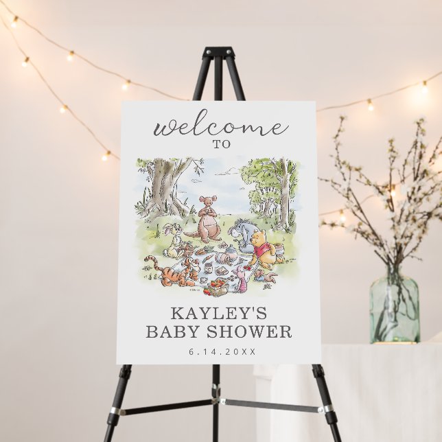 Winnie the Pooh Picnic Baby Shower Welcome Foam Board (In Situ (Stand))