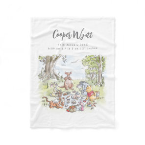 Winnie the Pooh Picnic Birth Stats  Fleece Blanket