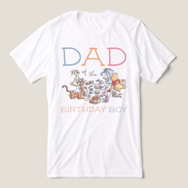 Winnie the Pooh Picnic - Dad of the Birthaday Boy Tri-Blend Shirt (Design Front)