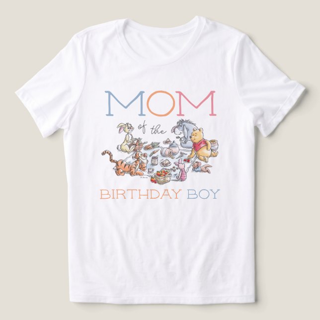 Winnie the Pooh Picnic - Mom of the Birthaday Boy Tri-Blend Shirt (Design Front)