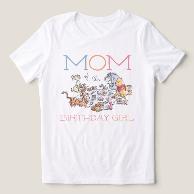 Winnie the Pooh Picnic - Mom of the Birthaday Girl Tri-Blend Shirt (Design Front)