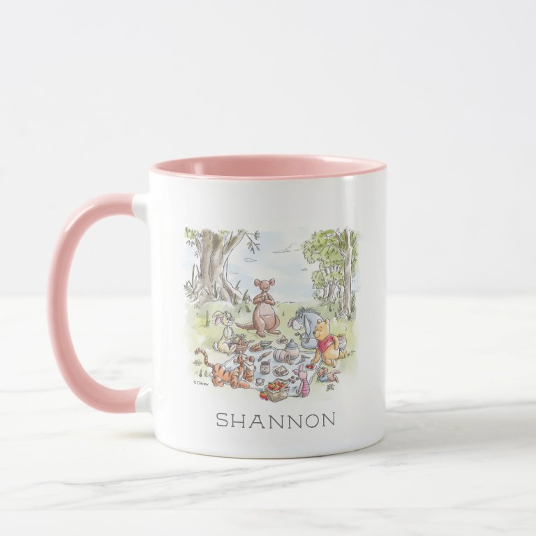 Winnie the Pooh Picnic Watercolor Mug