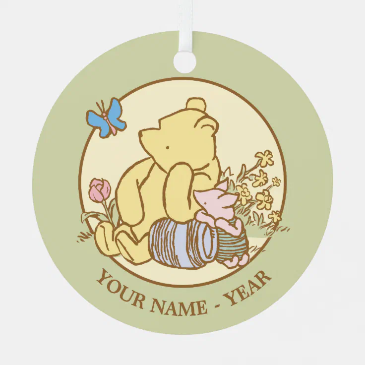 POOH & PIGLET BABY'S FIRST CHRISTMAS 2021 METAL ORNAMENT PERSONALIZED W/ NAME 