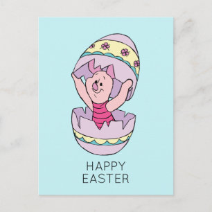 Winnie the Pooh Piglet in Easter Egg Postcard