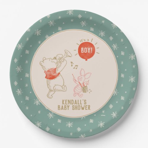 Winnie the Pooh & Piglet Winter | Boy Baby Shower  Paper Plates