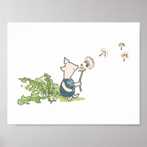 Winnie The Pooh_ Piglet with Dandelion Poster