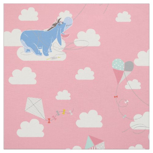 Winnie the Pooh  Pink Flying Kite Days Pattern Fabric