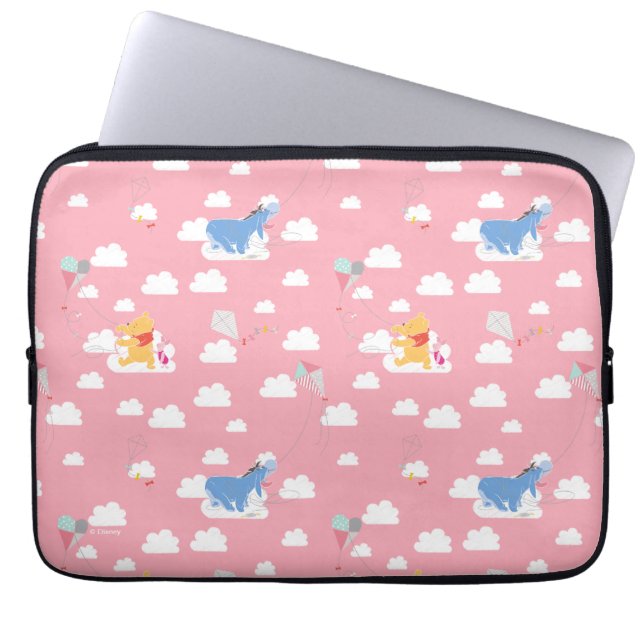 Winnie the Pooh | Pink Flying Kite Days Pattern Laptop Sleeve (Front)