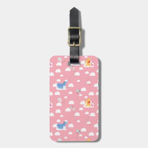 Winnie the Pooh  Pink Flying Kite Days Pattern Luggage Tag