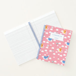 Winnie the Pooh   Pink Flying Kite Days Pattern Notebook