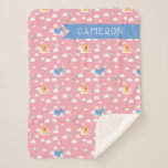 Winnie the Pooh | Pink Flying Kite Days Pattern Sherpa Blanket