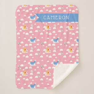 Winnie the Pooh   Pink Flying Kite Days Pattern Sherpa Blanket