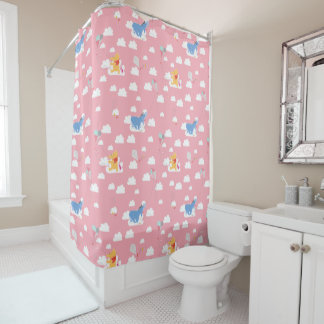 Winnie the Pooh | Pink Flying Kite Days Pattern Shower Curtain