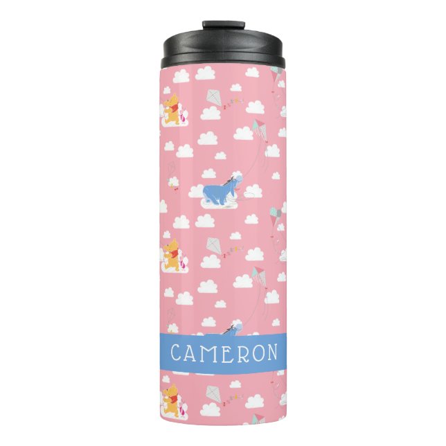 Winnie the Pooh | Pink Flying Kite Days Pattern Thermal Tumbler (Front)