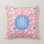 Winnie the Pooh | Pink Flying Kite Days Pattern Throw Pillow