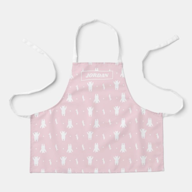 Winnie the Pooh | Pink Pastel Polka Dot Pattern Apron (Front)