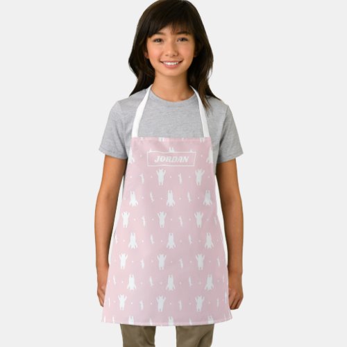 Winnie the Pooh  Pink Pastel Polka Dot Pattern Apron