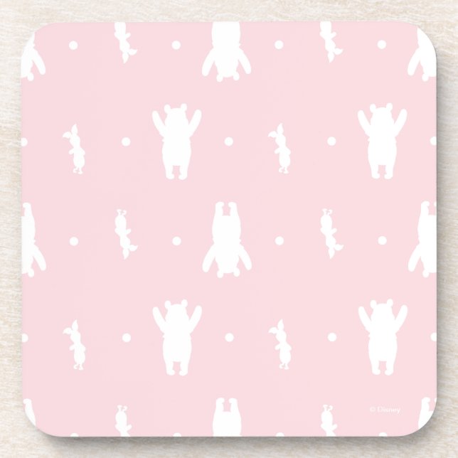 Winnie the Pooh | Pink Pastel Polka Dot Pattern Beverage Coaster (Front)