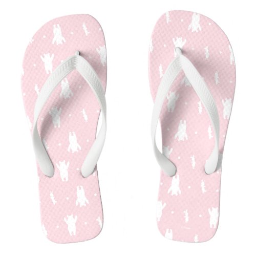 Winnie the Pooh  Pink Pastel Polka Dot Pattern Flip Flops