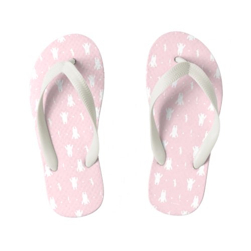 Winnie the Pooh  Pink Pastel Polka Dot Pattern Kids Flip Flops