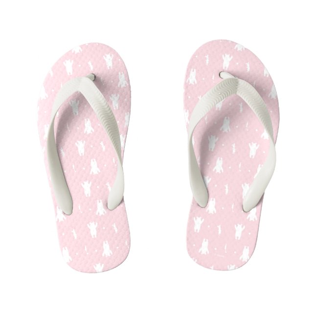 Winnie the Pooh | Pink Pastel Polka Dot Pattern Kid's Flip Flops (Footbed)