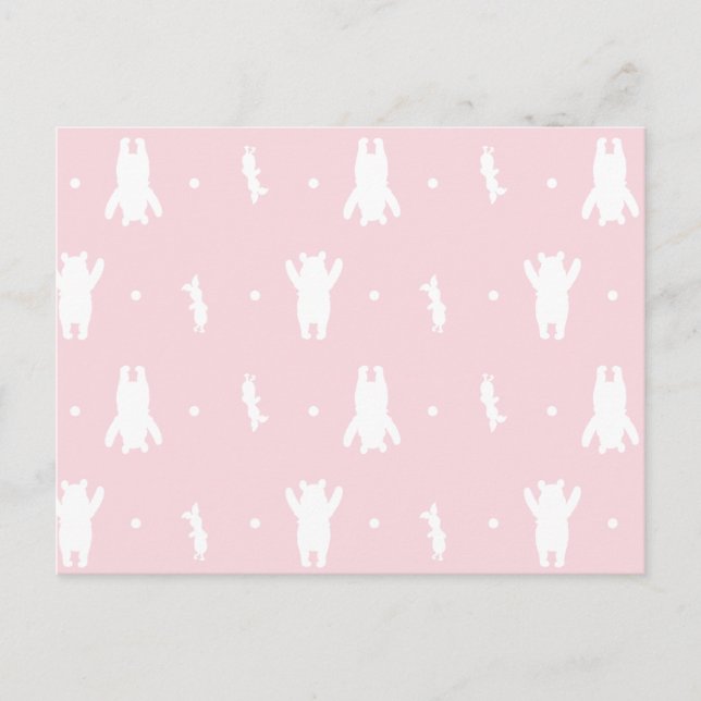 Winnie the Pooh | Pink Pastel Polka Dot Pattern Postcard (Front)