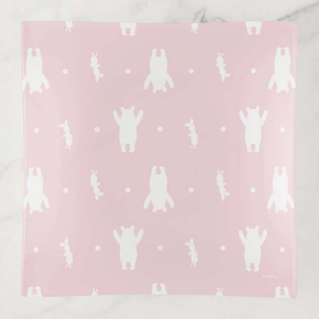 Winnie the Pooh | Pink Pastel Polka Dot Pattern Trinket Tray (Front)