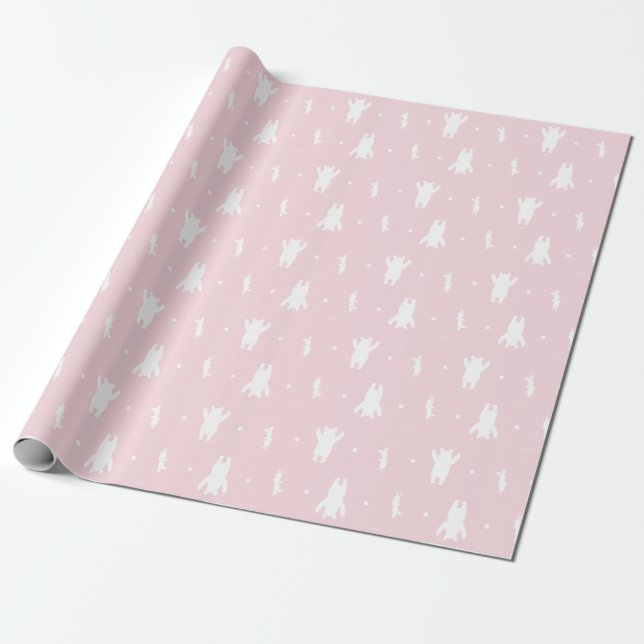 Winnie the Pooh | Pink Pastel Polka Dot Pattern Wrapping Paper (Unrolled)