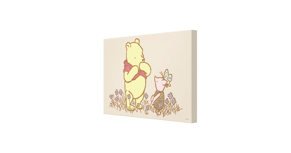 Winnie The Pooh Pooh And Piglet In Field Classic Canvas Print
